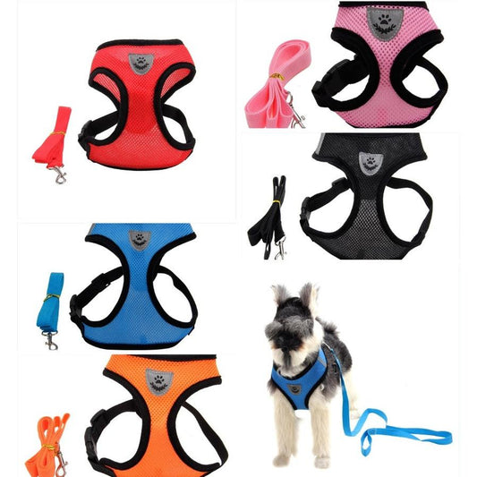 JMT-399690 Multi-Color I-Type Mesh Dog Harness with Adjustable Traction Belt