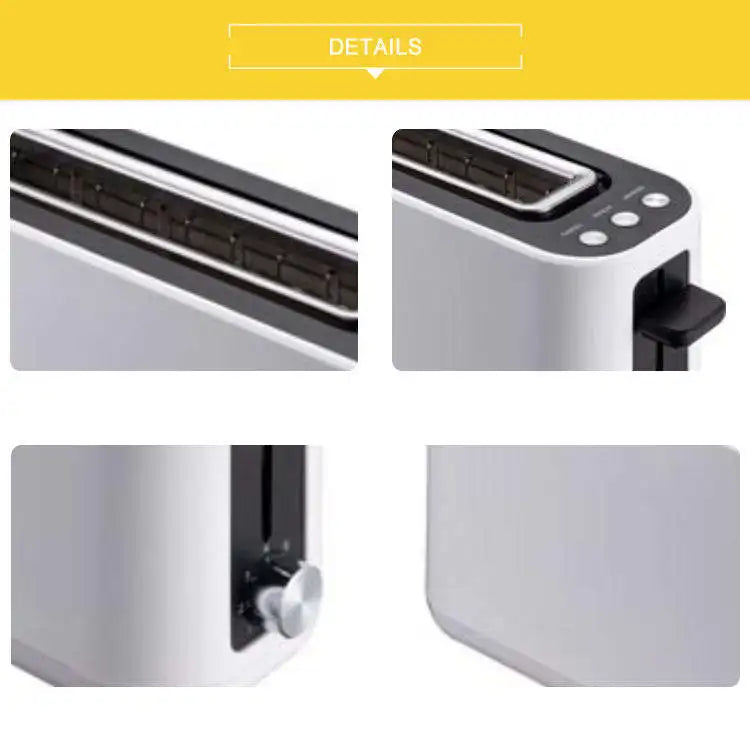 JMT-400010 Slim Black 2-Slice Toaster with Long Slot - 900W Space-Saving Design