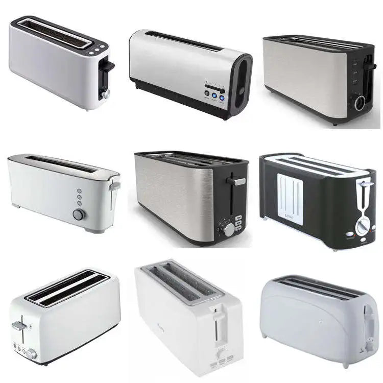 JMT-400010 Slim Black 2-Slice Toaster with Long Slot - 900W Space-Saving Design