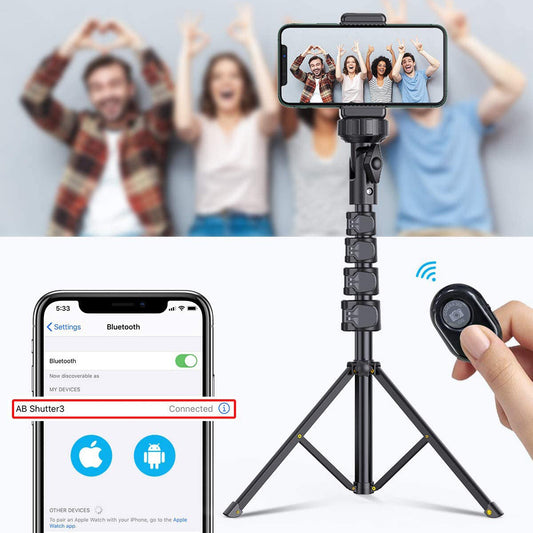 JMT-400074 Adjustable Tripod Selfie Stick for iPhone - Aluminum Alloy, 5 Sections, 45cm Shrink Height