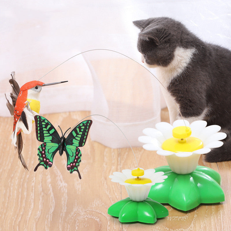 JMT-400202 Smart Automatic Rotating Cat Toy, Plastic & Steel Wire, 8.5cm Diameter, 6cm Height, 20cm Wire Length