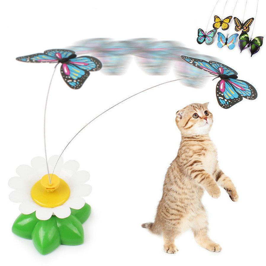 JMT-400202 Smart Automatic Rotating Cat Toy, Plastic & Steel Wire, 8.5cm Diameter, 6cm Height, 20cm Wire Length