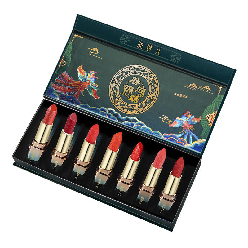 JMT-400330 Imperial Palace Carved Lipstick Set, 3.8g x 7 Pieces, Long-lasting Formula