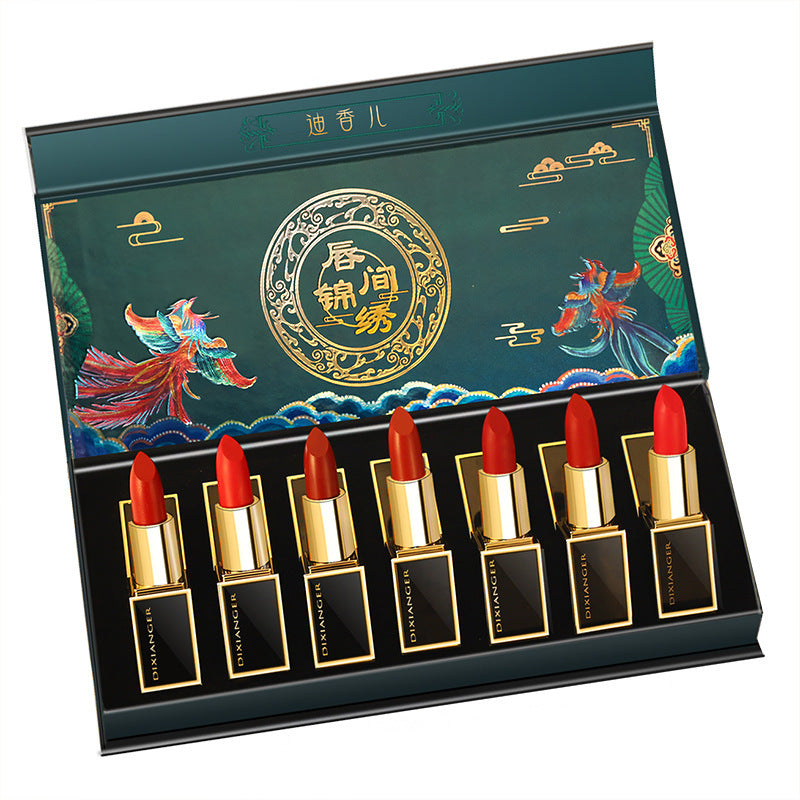JMT-400330 Imperial Palace Carved Lipstick Set, 3.8g x 7 Pieces, Long-lasting Formula