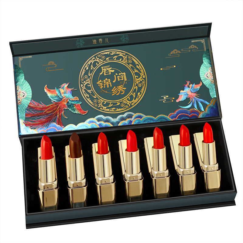 JMT-400330 Imperial Palace Carved Lipstick Set, 3.8g x 7 Pieces, Long-lasting Formula