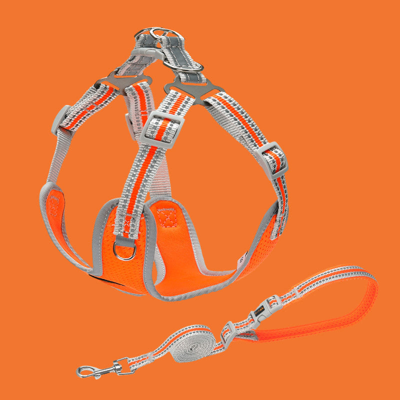 JMT-400394 Reflective Pet Vest Collar with Traction Rope for Small and Medium Dogs – Comfortable, Durable, and Breathable Design