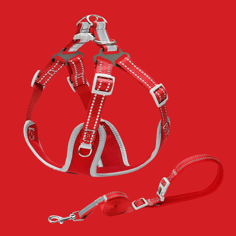 JMT-400394 Reflective Pet Vest Collar with Traction Rope for Small and Medium Dogs – Comfortable, Durable, and Breathable Design