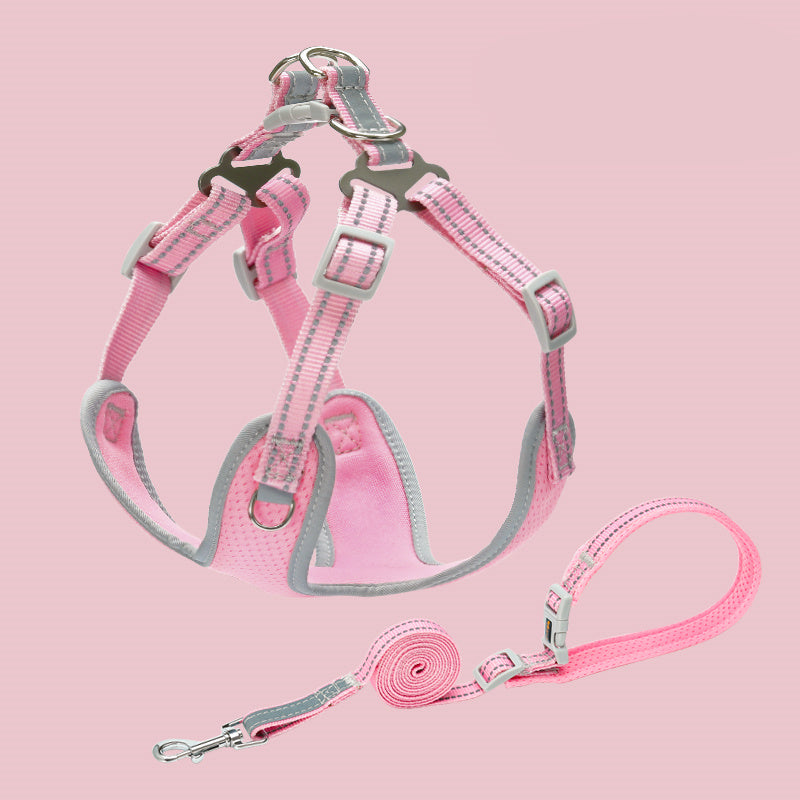 JMT-400394 Reflective Pet Vest Collar with Traction Rope for Small and Medium Dogs – Comfortable, Durable, and Breathable Design