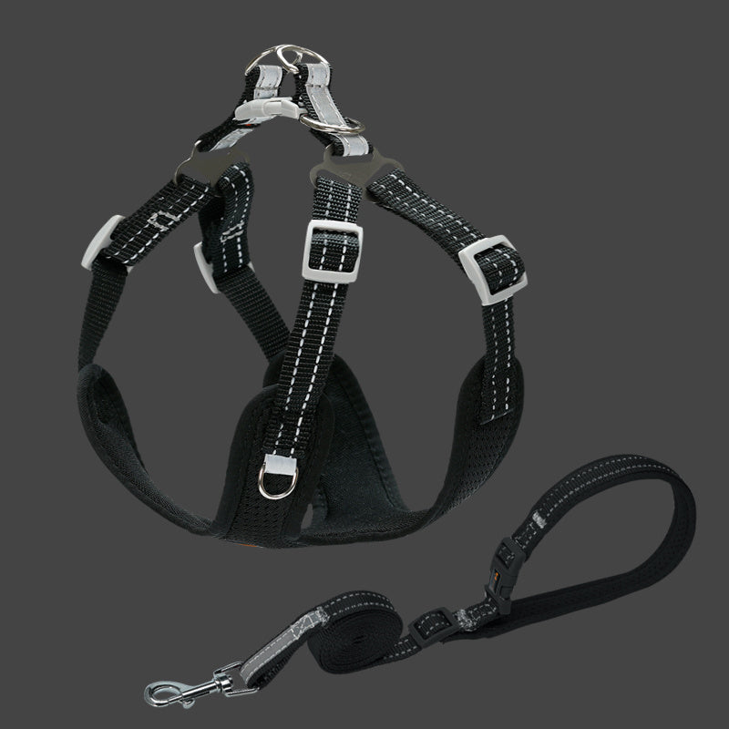 JMT-400394 Reflective Pet Vest Collar with Traction Rope for Small and Medium Dogs – Comfortable, Durable, and Breathable Design