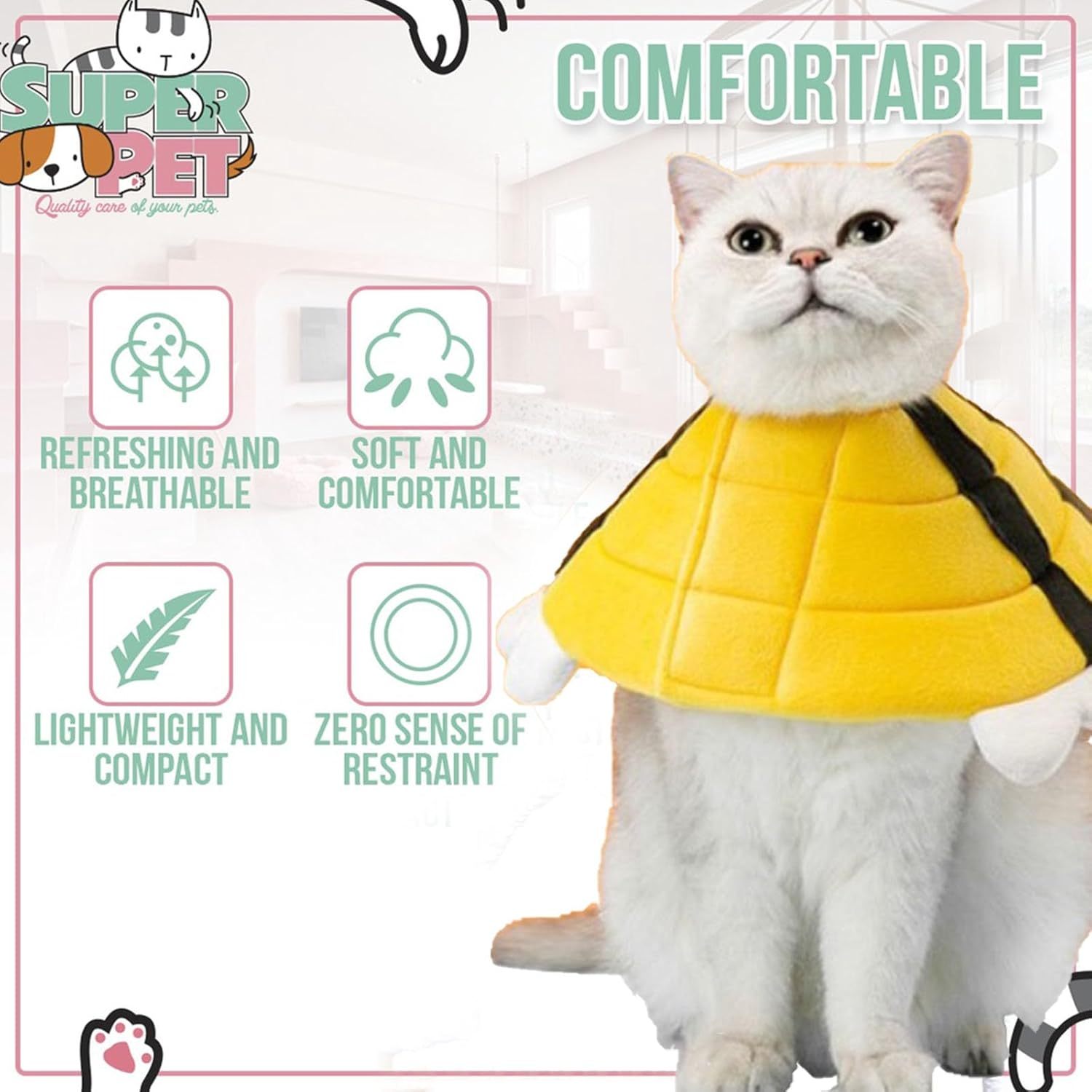 JMT-400714 Adorable Soft Cat Cone Collar with Bee Design for Comfort and Protection