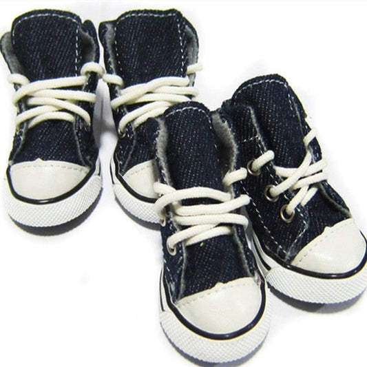JMT-400842 Breathable and Comfortable Pet Cowboy Canvas Dog Shoes - Antiskid and Wear-Resistant Slippers