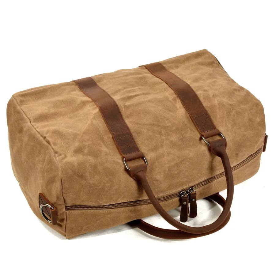JMT-401610 Men's Large Capacity Batik Canvas Gym Bag with Cowhide Leather Accents for Travel and Training