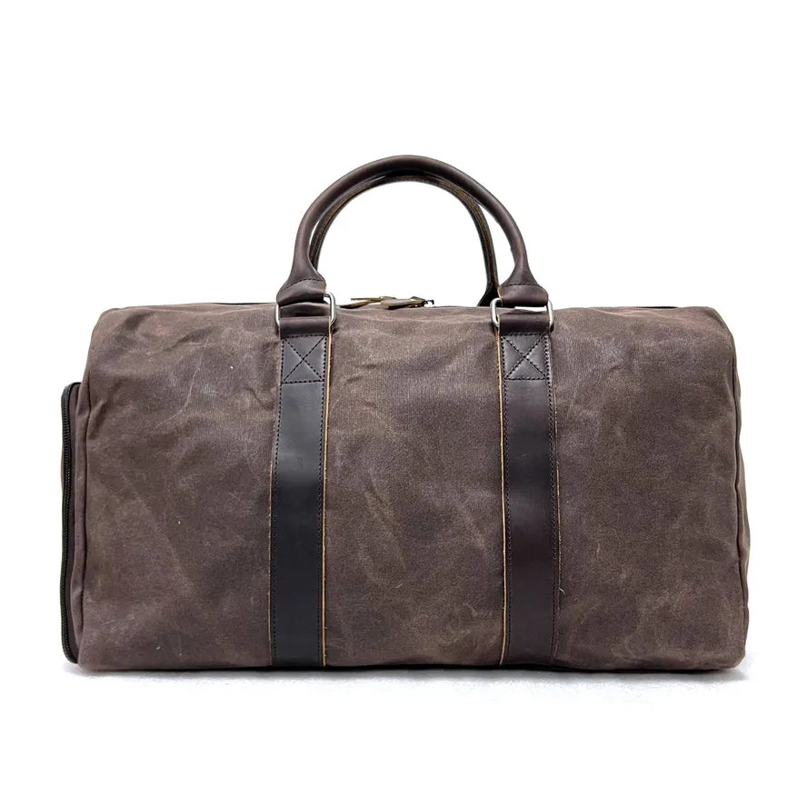 JMT-401610 Men's Large Capacity Batik Canvas Gym Bag with Cowhide Leather Accents for Travel and Training