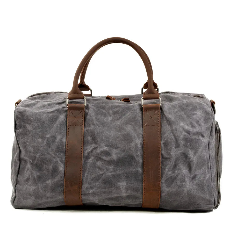JMT-401610 Men's Large Capacity Batik Canvas Gym Bag with Cowhide Leather Accents for Travel and Training
