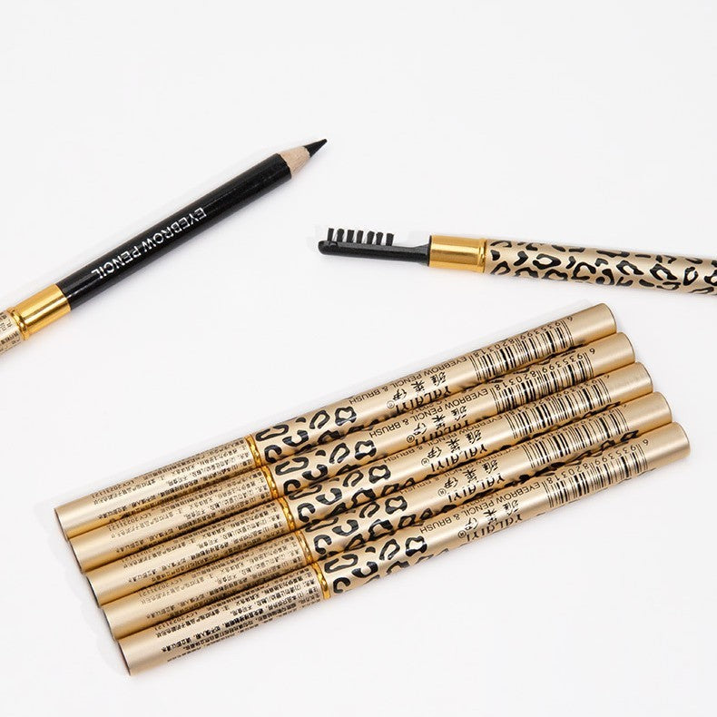 JMT-401802 Leopard Print Waterproof Eyebrow Pencil - Available in Black, Brown, Gray, and Light Brown