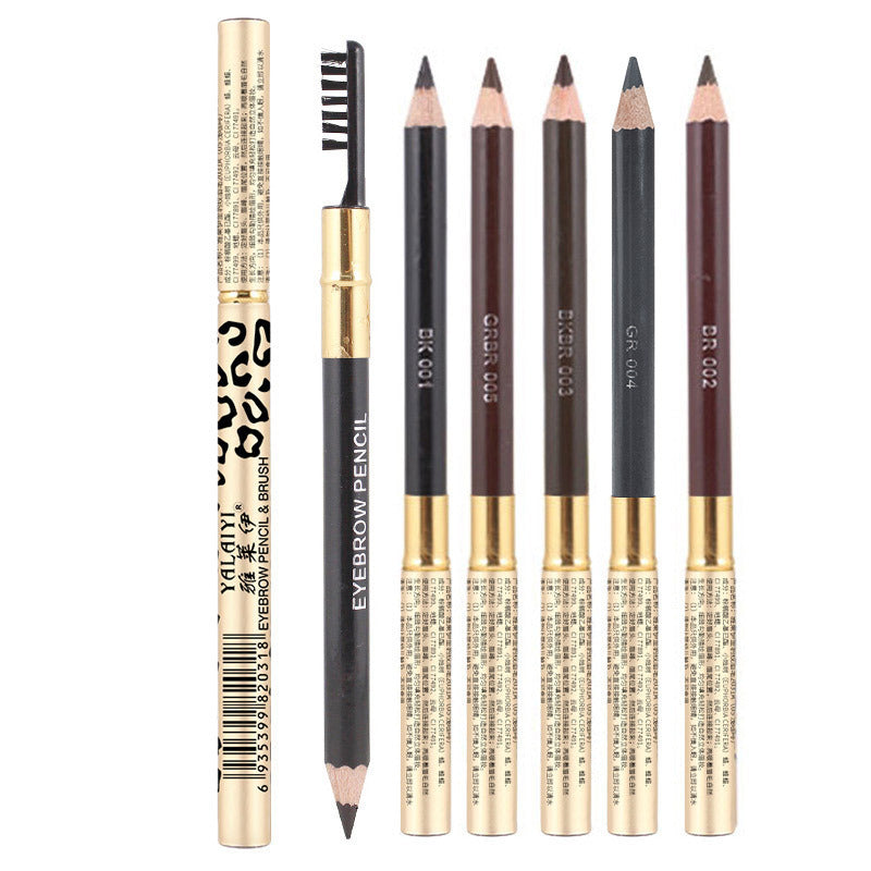 JMT-401802 Leopard Print Waterproof Eyebrow Pencil - Available in Black, Brown, Gray, and Light Brown