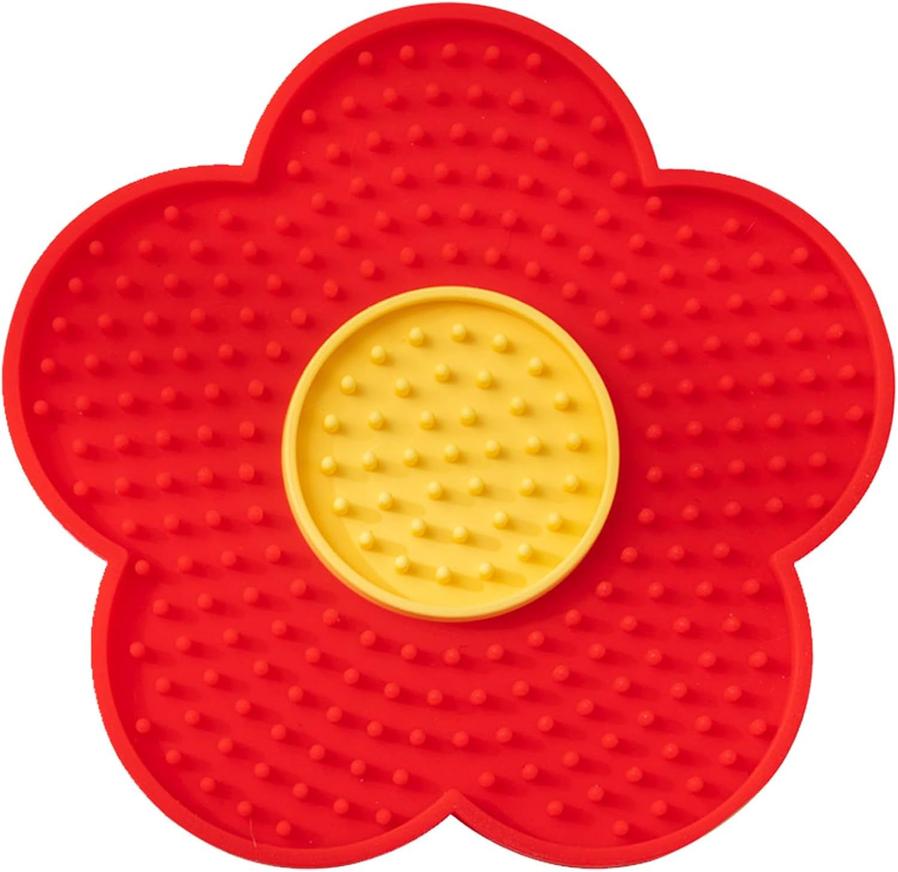 JMT-402186 Silicone Flower-Shaped Licking Mat with Suction Cups for Dogs and Cats, Slow Feeder for Treats