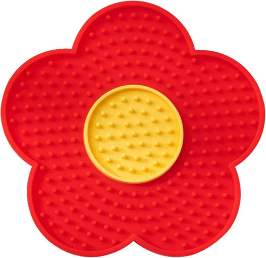 JMT-402186 Silicone Flower-Shaped Licking Mat with Suction Cups for Dogs and Cats, Slow Feeder for Treats