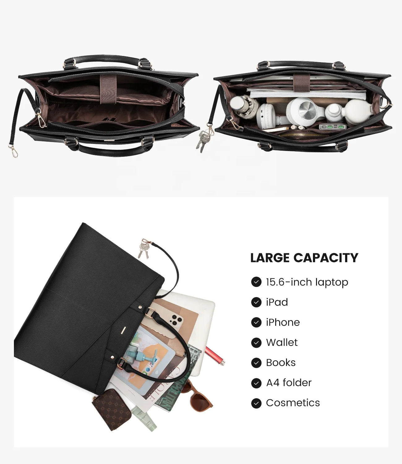 JMT-402186 Stylish Waterproof Laptop Tote Bag and Briefcase Set for Women - Perfect for Work, School, and Business Use