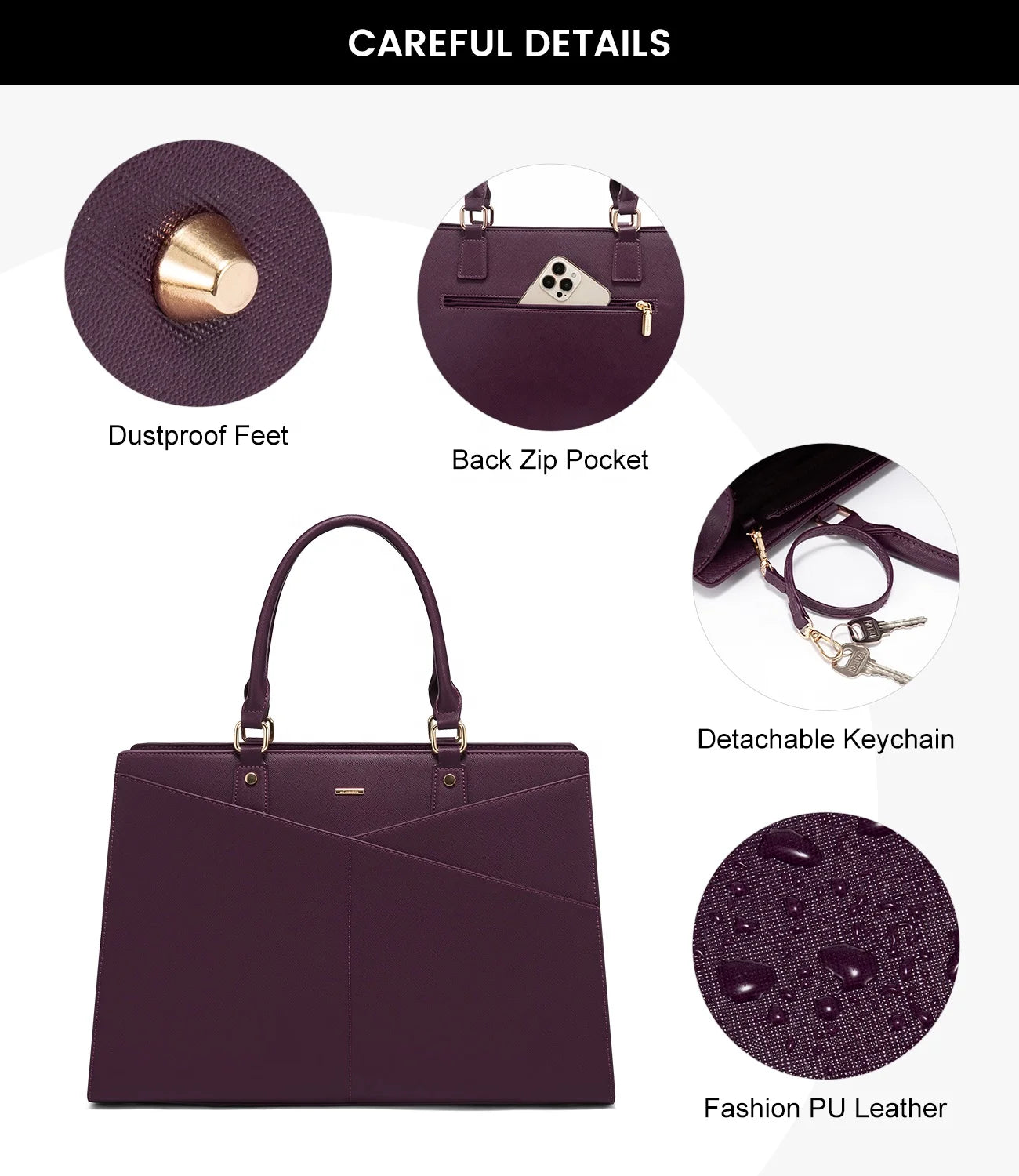 JMT-402186 Stylish Waterproof Laptop Tote Bag and Briefcase Set for Women - Perfect for Work, School, and Business Use