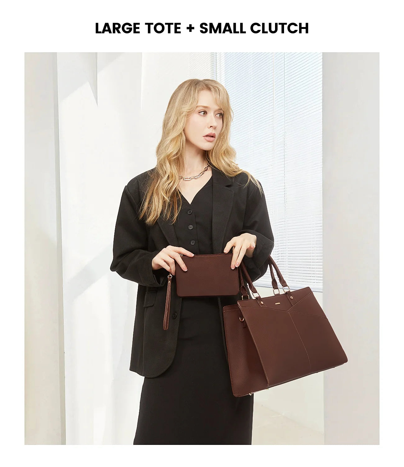 JMT-402186 Stylish Waterproof Laptop Tote Bag and Briefcase Set for Women - Perfect for Work, School, and Business Use