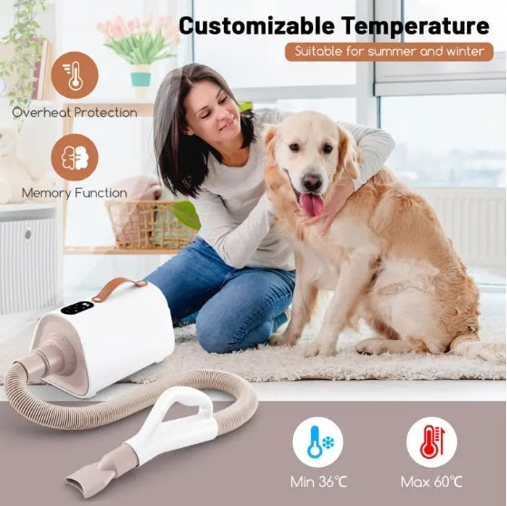 JMT-402442 Adjustable Dog and Cat Hair Blower with Negative Ion Technology and Smart LED Display