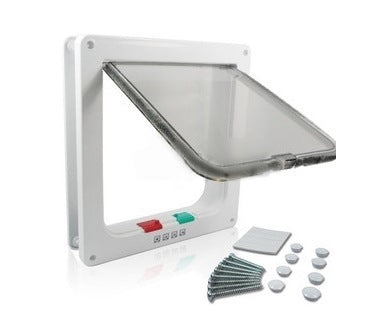 JMT-402506 4-Way Lockable Cat and Small Dog Flap Door with Anti-Draught Brush-Lined Edge