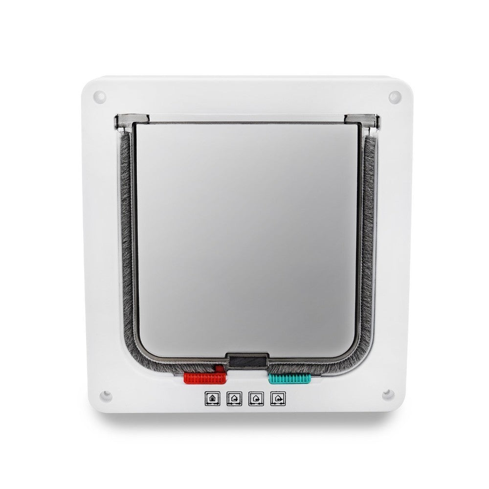 JMT-402506 4-Way Lockable Cat and Small Dog Flap Door with Anti-Draught Brush-Lined Edge