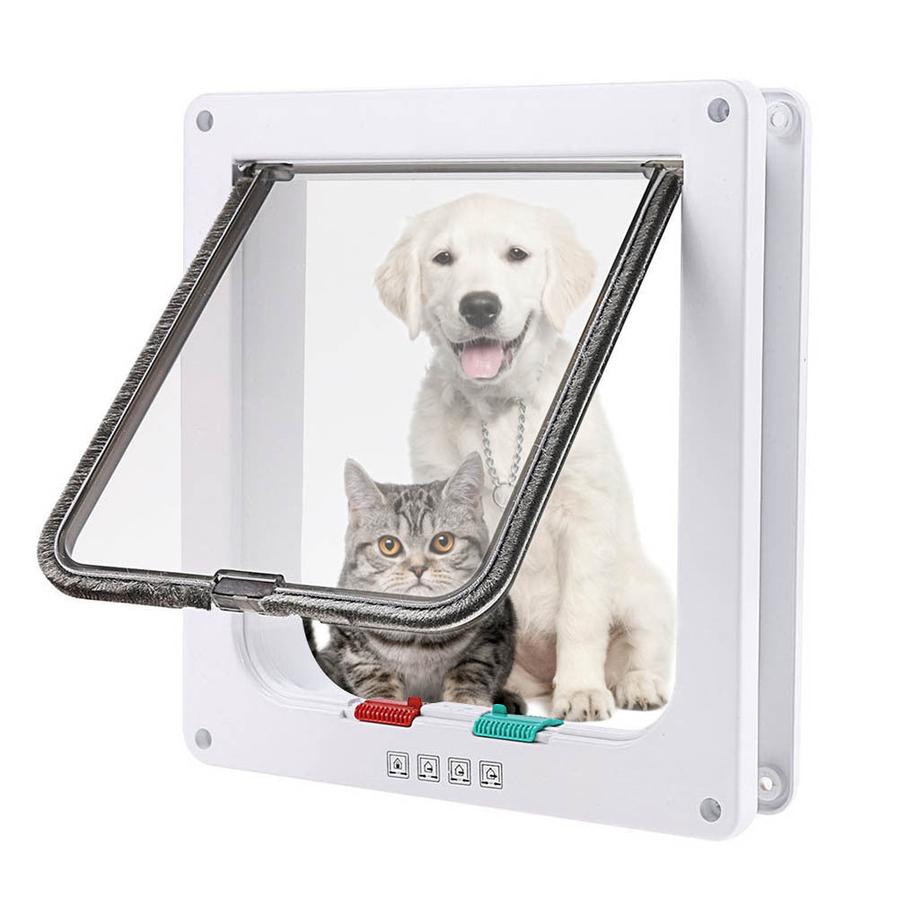 JMT-402506 4-Way Lockable Cat and Small Dog Flap Door with Anti-Draught Brush-Lined Edge