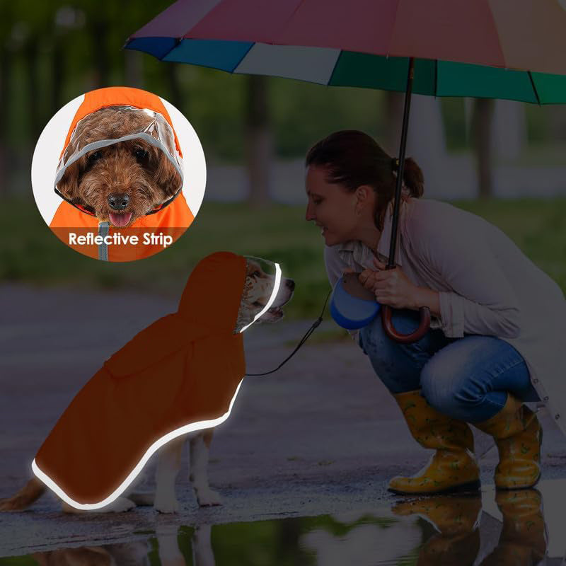 JMT-403146 Waterproof Breathable Dog Raincoat with Hood and Belly Protection for Small Dogs