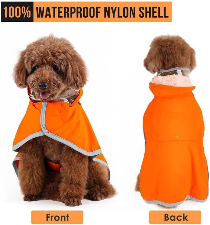 JMT-403146 Waterproof Breathable Dog Raincoat with Hood and Belly Protection for Small Dogs