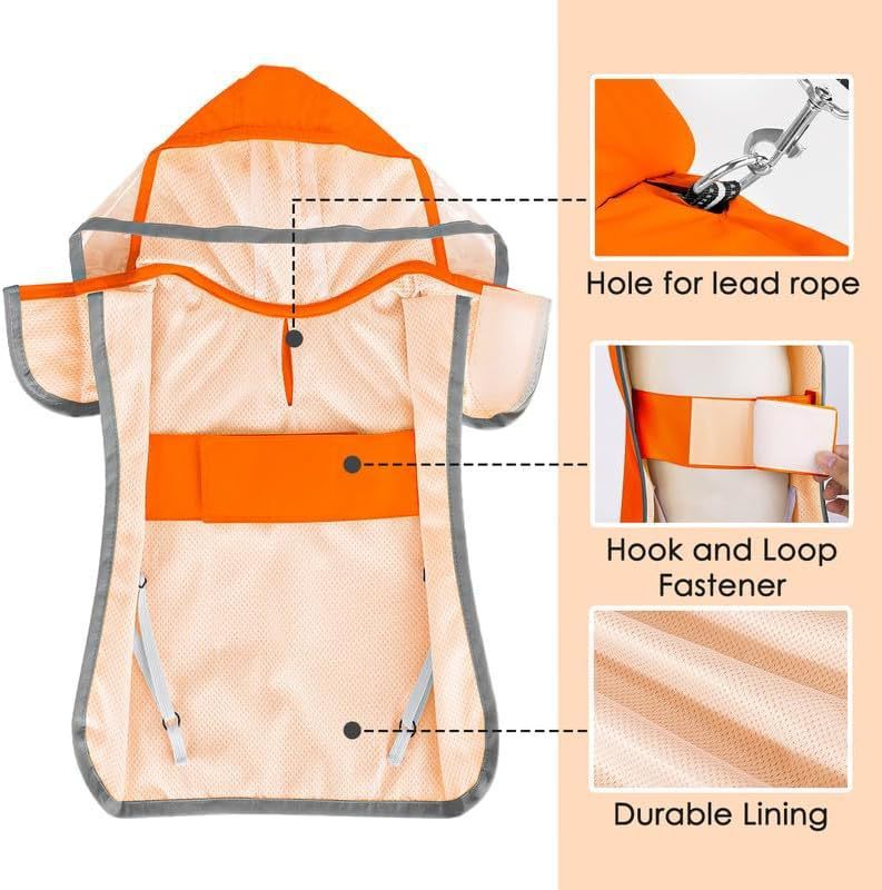 JMT-403146 Waterproof Breathable Dog Raincoat with Hood and Belly Protection for Small Dogs