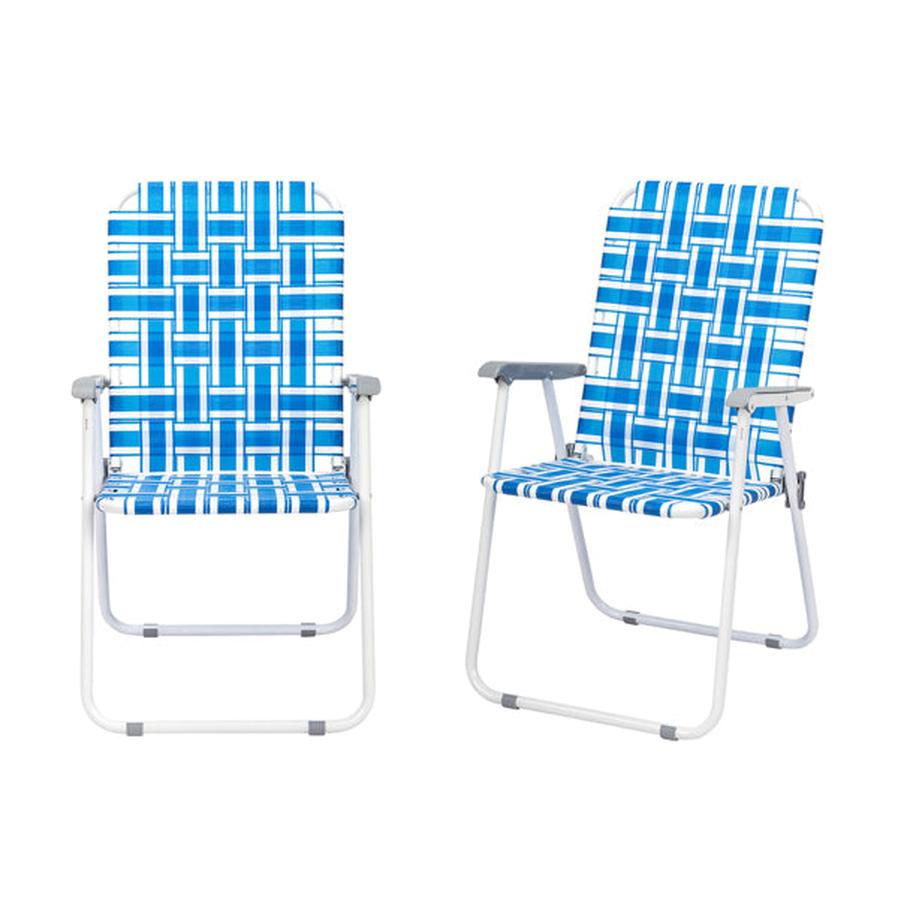 JMT-403402 Blue and White Striped Outdoor Beach Chairs - Set of 2