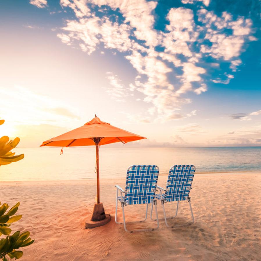 JMT-403402 Blue and White Striped Outdoor Beach Chairs - Set of 2