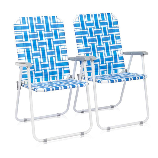 JMT-403402 Blue and White Striped Outdoor Beach Chairs - Set of 2