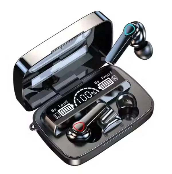 JMT-403850 M19 Gaming Earphones with LED Digital Display, Waterproof Mini Headset, and Wireless Charging Feature
