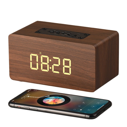 JMT-404170 Wooden Bluetooth Speaker with Clock Display and 6-Hour Playtime