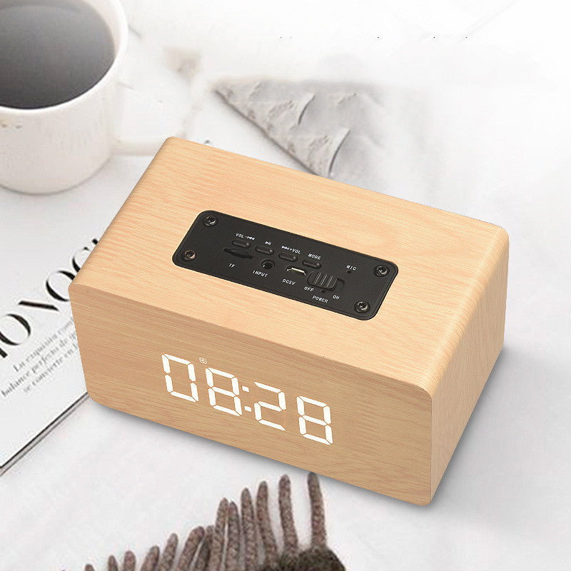 JMT-404170 Wooden Bluetooth Speaker with Clock Display and 6-Hour Playtime