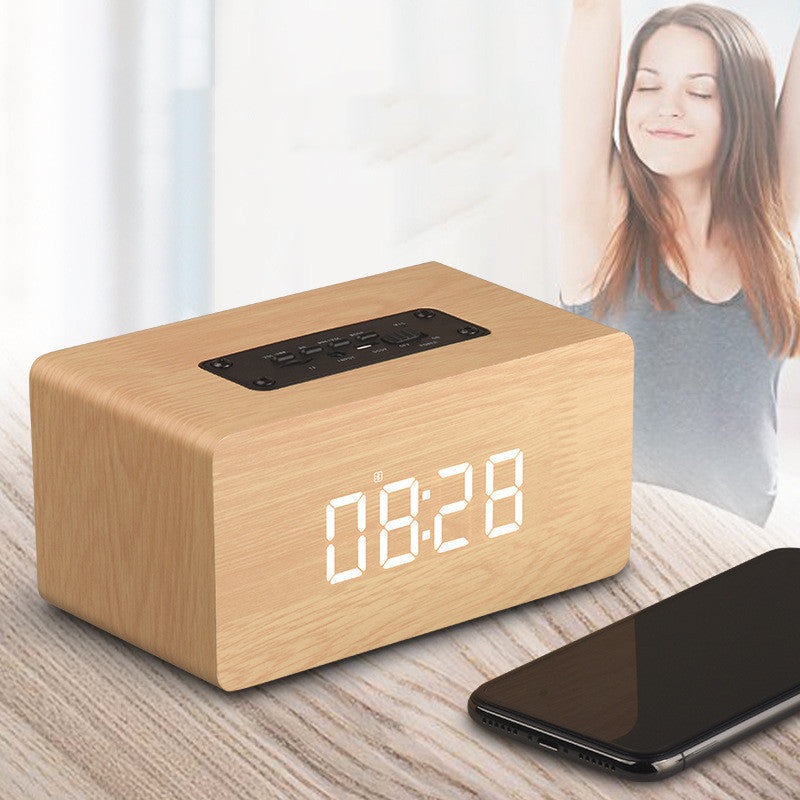 JMT-404170 Wooden Bluetooth Speaker with Clock Display and 6-Hour Playtime