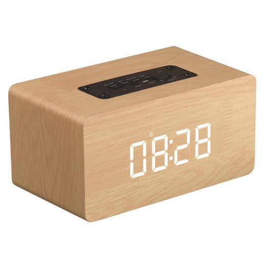 JMT-404170 Wooden Bluetooth Speaker with Clock Display and 6-Hour Playtime