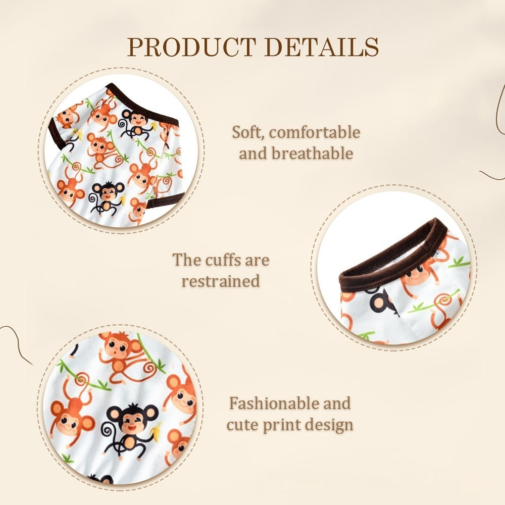 JMT-404298 Cute Monkey Print Casual Pet Clothing for Dogs and Cats in Various Sizes
