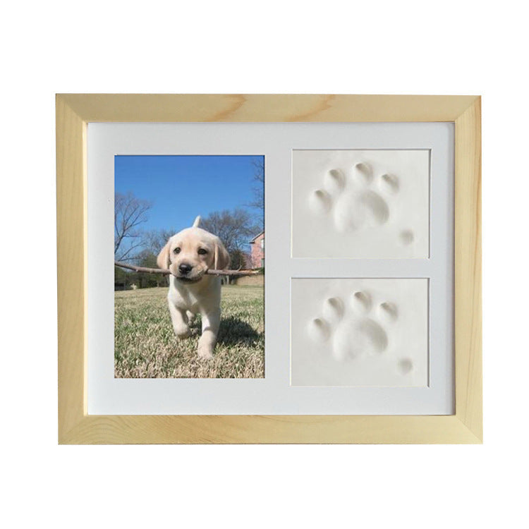 JMT-404490 Solid Wood Rectangle Three-Frame Photo Display for Pet Footprints