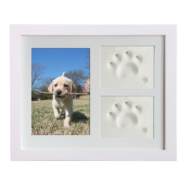 JMT-404490 Solid Wood Rectangle Three-Frame Photo Display for Pet Footprints