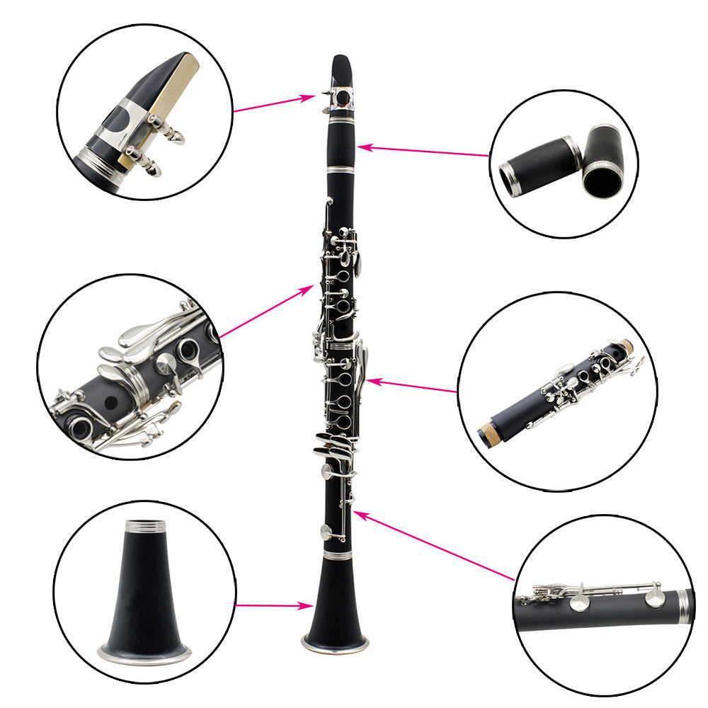 JMT-404554 Bakelite Nickel-Plated 17-Key Clarinet for Beginners