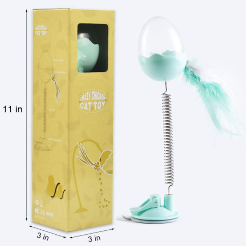 JMT-404682 Catnip Leaky Food Toy with Plastic Sucker and Feather, Available in Green, Pink, Black, and White