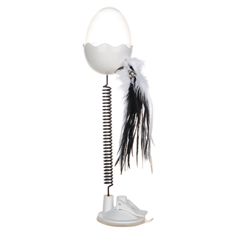 JMT-404682 Catnip Leaky Food Toy with Plastic Sucker and Feather, Available in Green, Pink, Black, and White