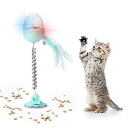 JMT-404682 Catnip Leaky Food Toy with Plastic Sucker and Feather, Available in Green, Pink, Black, and White