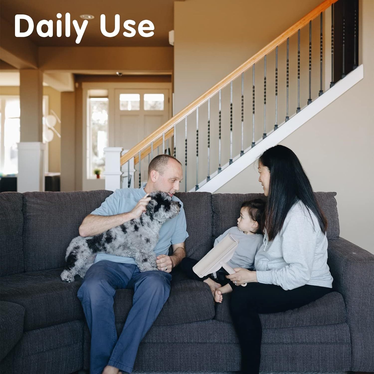 JMT-404746 Extra-Wide Lint Roller with 4ft Retractable Handle for Efficient Pet Hair Removal