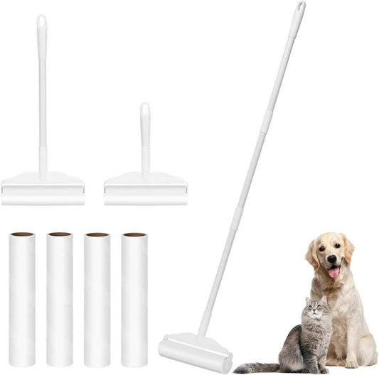 JMT-404746 Extra-Wide Lint Roller with 4ft Retractable Handle for Efficient Pet Hair Removal