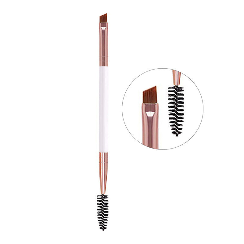 JMT-404938 Angled Eyebrow Powder Brush with Wooden Handle - Portable Pig Bristle Tool